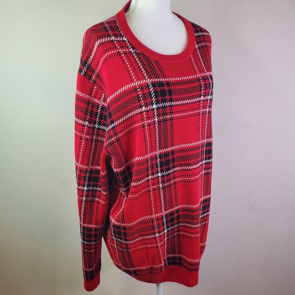 Charter Club Mens Red Plaid Holiday Pullover Sweater XXL - Picture 1 of 10